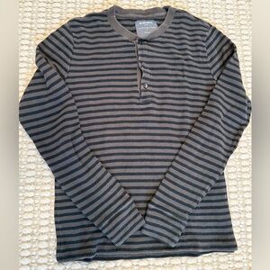 Bonobos Men's Striped Henley Shirt - Black and Gray